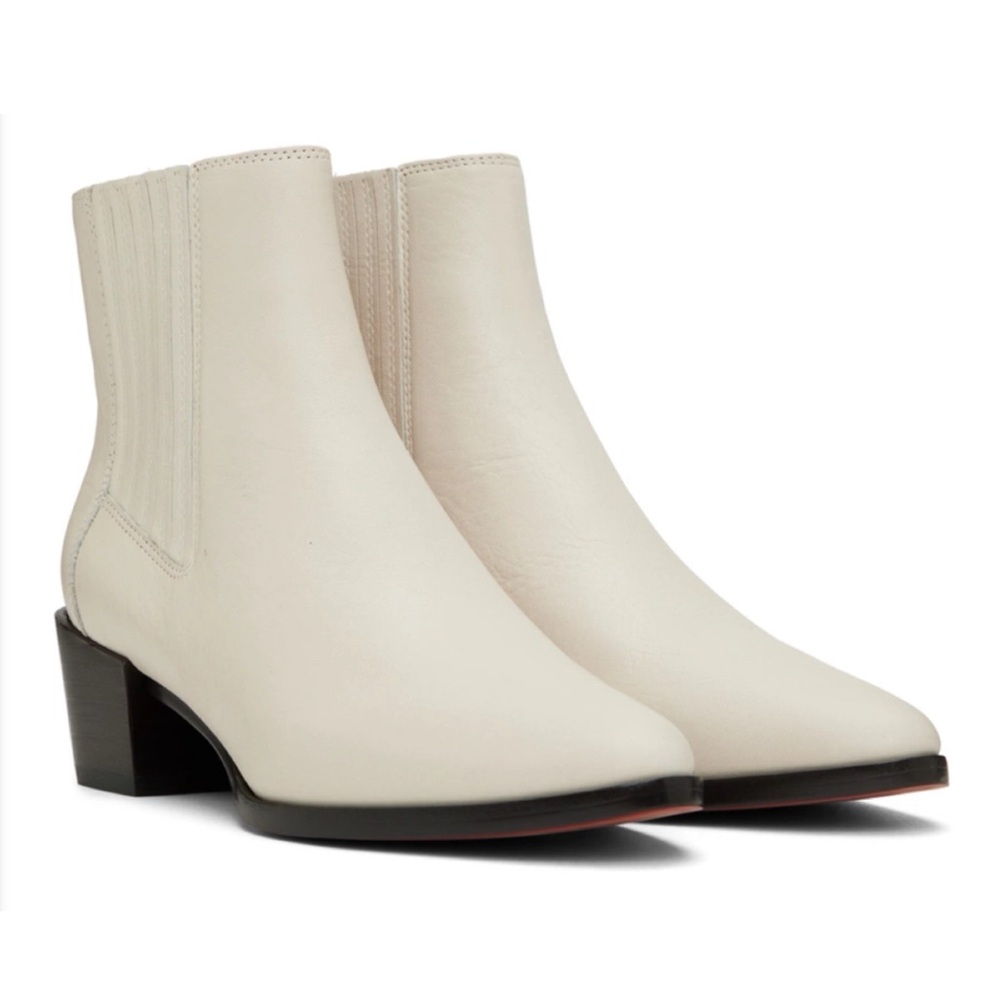 Rag & Bone White Leather Rover Booties